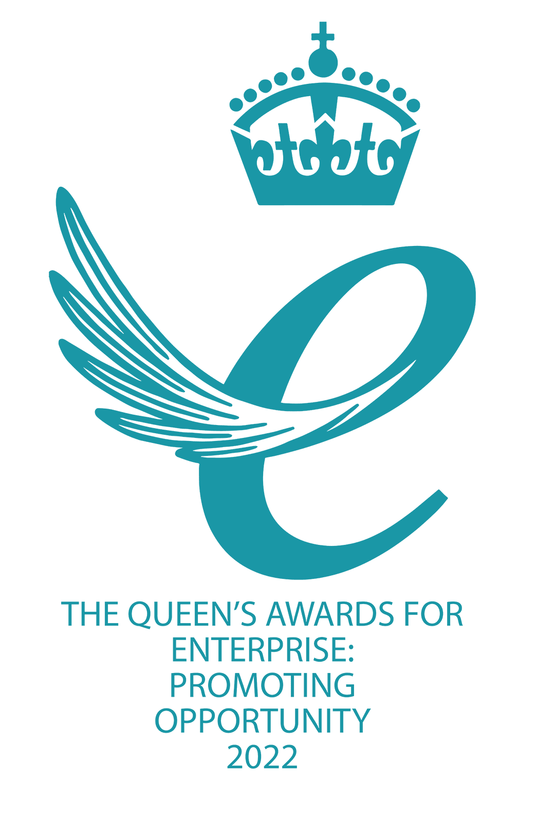 Queens award logo. Text reads: The Queens award for enterprise: promoting opportunity 2022.